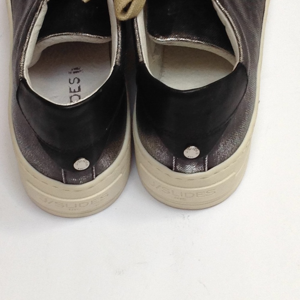 J/Slides Gray Metallic Canvas Platform Sneaker - image 5